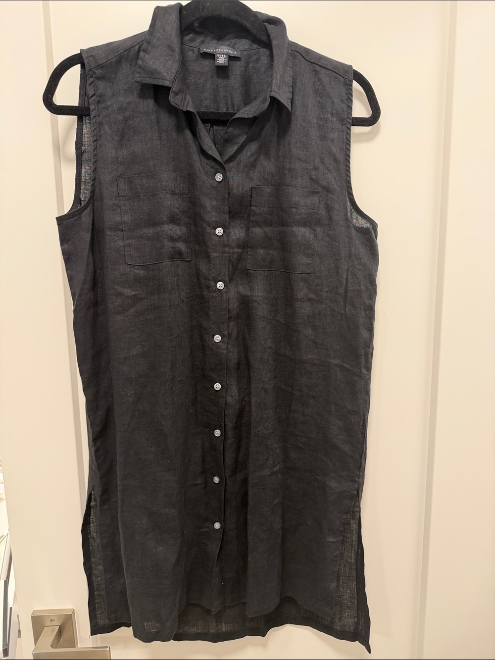 Saks Fifth Avenue Black Linen-Blend Dress